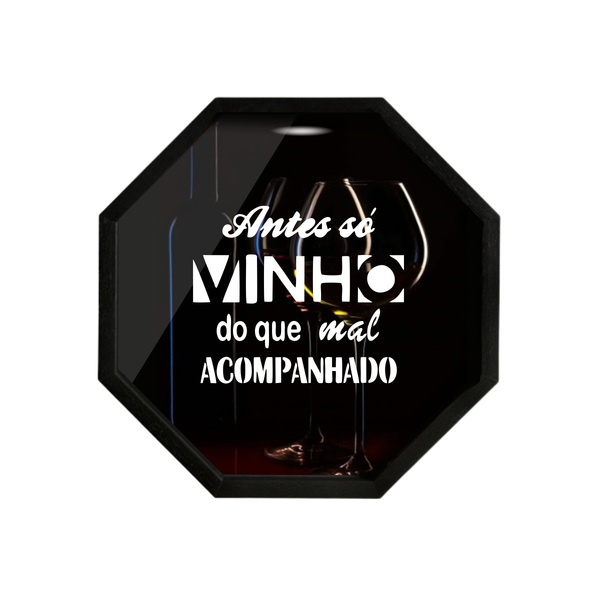 Porta Rolha/tampa Oitavada Em Madeira 40x40 Preto V607 - V4