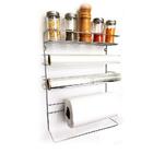 Porta Rolos E Temperos Aço Cromado Premium 5x1 Parede Cozinha