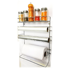 Porta Rolos E Temperos Aço Cromado Premium 5x1 Parede Cozinha