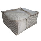 Porta Roupa De Cama Organizador Sintético Xadrez Bege G