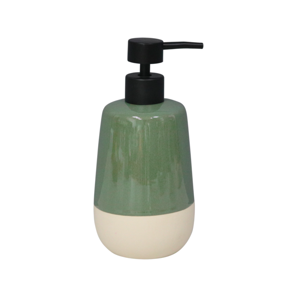 Porta Sabonete Líquido de Bancada para Banheiro 240mL Cerâmica Verde Glaze Sensea
