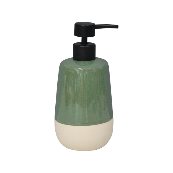 Porta Sabonete Líquido de Bancada para Banheiro 240mL Cerâmica Verde Glaze Sensea