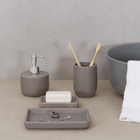 Porta Sabonete Líquido Cerâmica Cinza e Prata 350mL Espressione