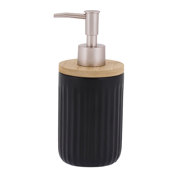 Porta Sabonete Líquido Cerâmica Preta 550L Banheiro Oikos