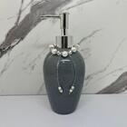 Porta Sabonete Líquido Cinza De Cerâmica Estampa Granilite