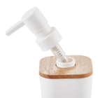 Porta Sabonete Líquido de Bancada para Banheiro 350ml Plástico e Madeira Branco Scandi Sensea
