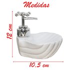 Porta Sabonete Liquido De Concha Branco Cerâmica 12cm