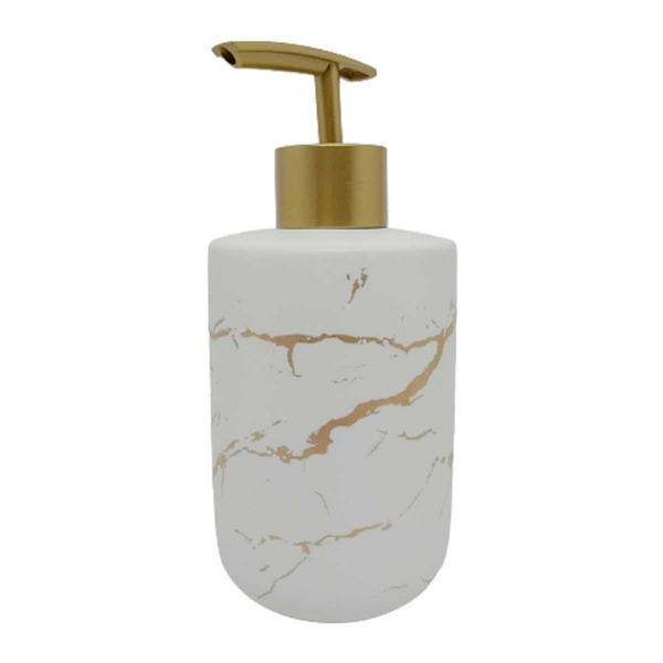 Porta Sabonete Líquido De Porcelana Mármore Branco 410ml