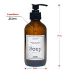 Porta Sabonete Liquido De Vidro Âmbar Pump 250ml
