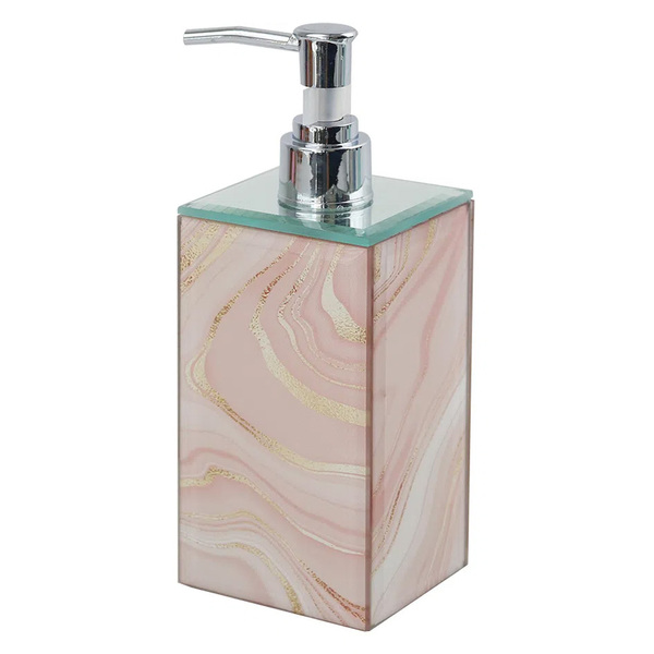Porta Sabonete Liquido De Vidro Branco E Rosa Ah0472 Btc