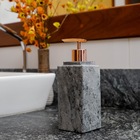Porta Sabonete Líquido Dispenser Em Pedra Sabão Rosê 22x7cm