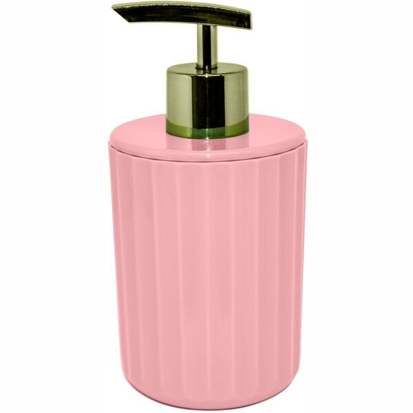 Porta Sabonete Líquido Groove 400ml Banheiro Luxo - Rosa Claro