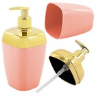 Porta Sabonete Líquido Para Bancada 250ml Dourado - Rosa Claro