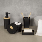 Porta Sabonete Líquido Madeira e Plástico Preto 350mL Scandi Sensea