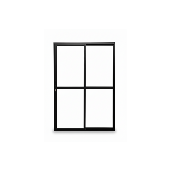 Porta Sacada 2 Folhas Aluminio Preto Com Fechadura 2,10x1,50