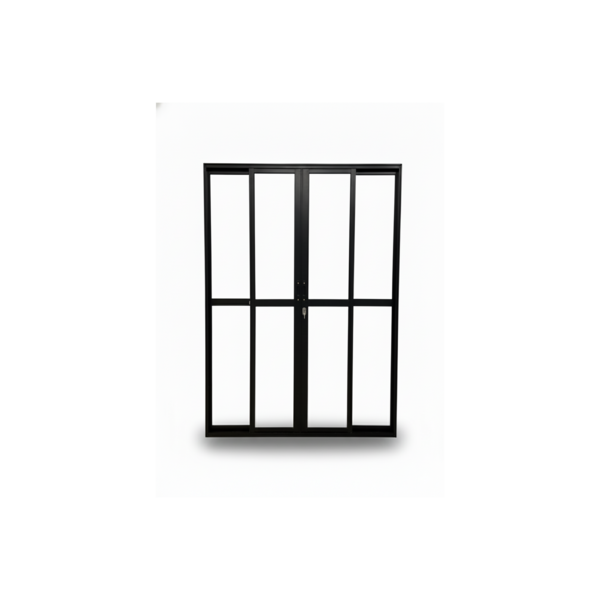 Porta Sacada 4 Folhas Aluminio Preto Com Fechadura 2,10x1,80