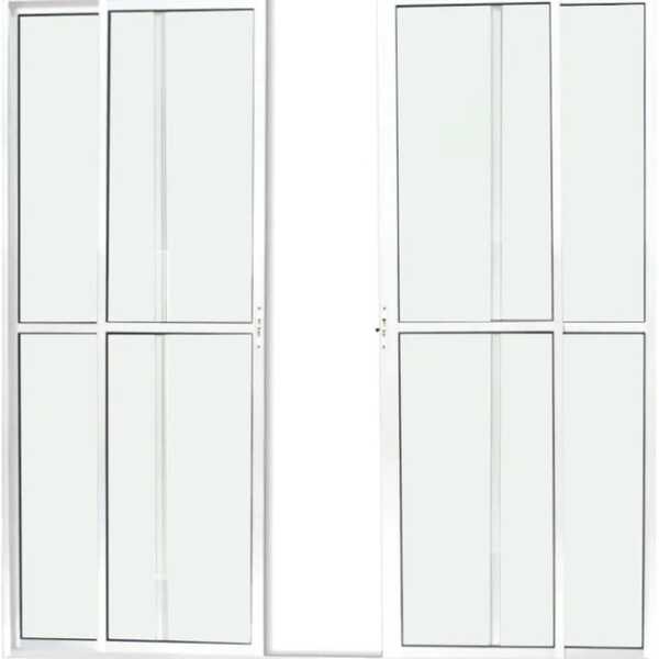 Porta Sacada 4 Folhas Com Trinco 2,10 X 1,80 Cor Branco Linha