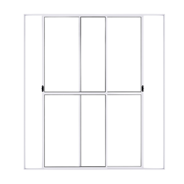 Porta Sacada De Aluminio Branco 2 Folhas Móveis Com Trinco 2,