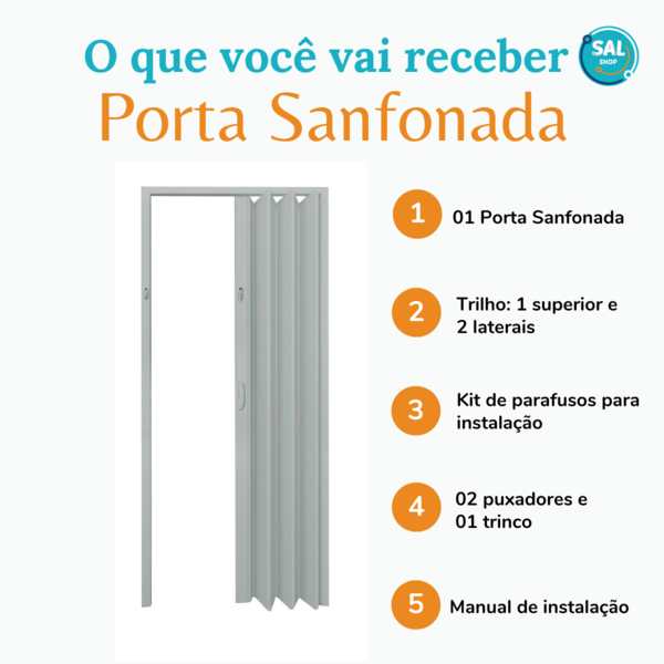 Porta Sanfonada Pvc 0,60x2,10 Multilit Cinza | Leroy Merlin