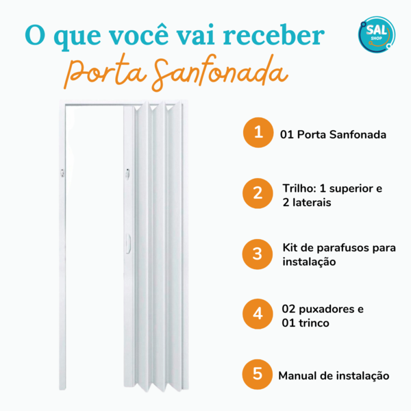 Porta Sanfonada Pvc 0,84x2,10 Multilit Branco | Leroy Merlin