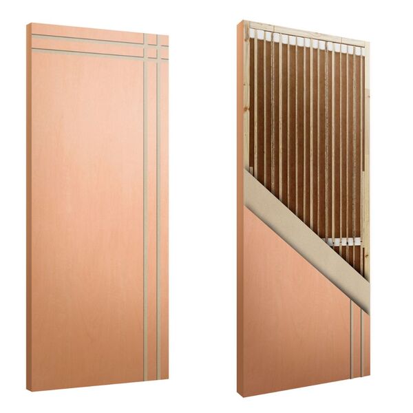 Porta Sarrafeada Frisada Hdf De Pinus Friso 03 - 2.10m X 0.72m