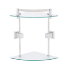 Porta Shampoo de Canto Duplo Parafuso Metal e Vidro Prata 34x19,5x27cm Ducon Metais