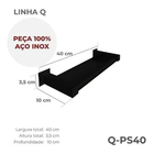 Porta Shampoo 40cm Aço Inox 304 Preto Fosco [q-ps40pf]