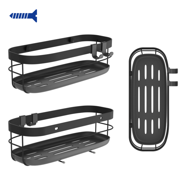 Porta Shampoo Aço 10,3x31x15,2cm Remix Preto Sensea