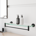 Porta Shampoo Com Suporte Para Toalha Acabamento Preto