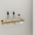 Porta Shampoo De Banheiro Em Aço Inox Dourado Brilhante Linha