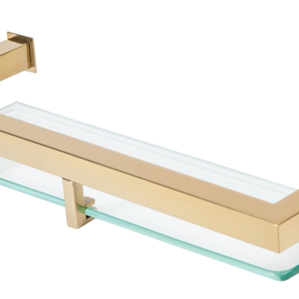 Porta Shampoo De Banheiro Em Aço Inox Dourado Linha Larissa