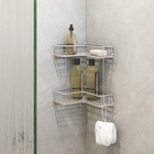 Porta Shampoo de Canto Duplo Parafuso Metal Cromado 28,5x23x22cm Premium Arthi