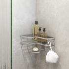 Porta Shampoo de Canto Simples com Saboneteira Parafuso Metal Prata 15x23x22cm Premium Arthi