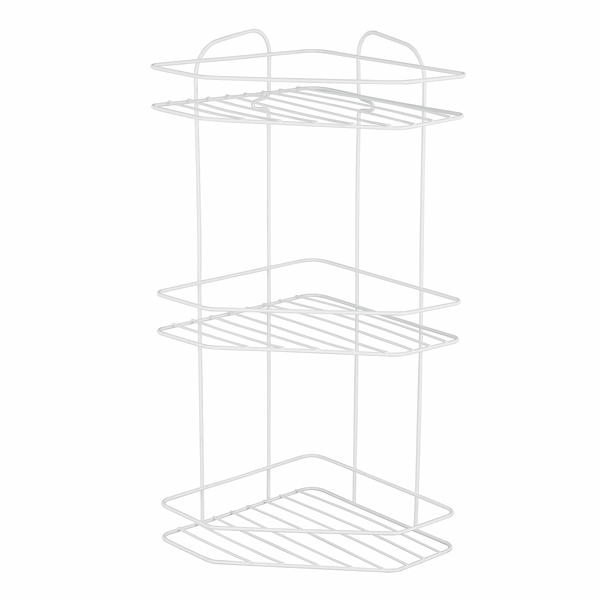 Porta Shampoo de Canto Triplo Parafuso Metal Branco 55x23x32,5cm Emborrachada Arthi