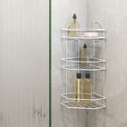 Porta Shampoo de Canto Triplo Parafuso Metal Branco 55x23x32,5cm Emborrachada Arthi