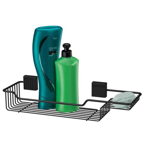 Porta Shampoo E Sabonete Fixação Por Parafuso - Preto