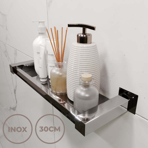 Porta Shampoo Inox Vinci, Aço Inox 304, 30cm, Banheiro