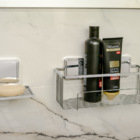 Porta Shampoo Prateleira Multiuso Fixação Adesivo Cromado