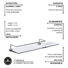 Porta Shampoo Prateleira Tripla em Vidro Para Banheiro Fenda