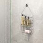 Porta Shampoo Reto Duplo Pendurar no Registro Metal Prata 43x8x25,50cm Onda Arthi