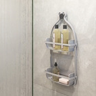 Porta Shampoo Reto Duplo Pendurar no Registro Plástico Cinza 64.77x8.89x30.81cm Home Umbra