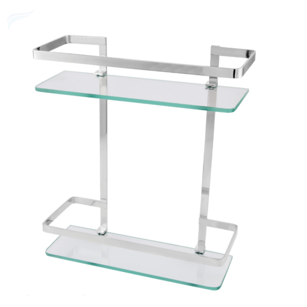 Porta Shampoo Reto Duplo Quadrado De Vidro 6mm Para Banheiro