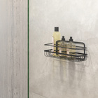 Porta Shampoo Reto Simples Parafuso Metal Preto Brilhante 14,5x21,5x42,5cm Arthi