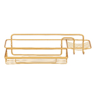 Porta Shampoo Reto Simples com Saboneteira Dourada Metal 12,5x13,5x30cm Arthi