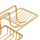 Porta Shampoo Reto Simples com Saboneteira Dourada Metal 12,5x13,5x30cm Arthi