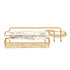 Porta Shampoo Reto Simples com Saboneteira Dourada Metal 12,5x13,5x30cm Arthi