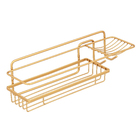 Porta Shampoo Reto Simples com Saboneteira Dourada Metal 12,5x13,5x30cm Arthi
