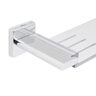 Porta Shampoo Reto Simples com Saboneteira Parafuso Metal Prata 4,4x38,1x10cm Polo Deca