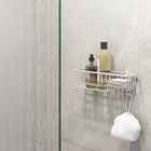 Porta Shampoo Reto Simples com Saboneteira Ventosa Metal Prata Turn-N-Lock Interdesign