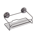 Porta Shampoo Reto Simples Ventosa Metal Ônix  8x25x14cm Future